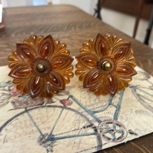 Antique amber glass curtain tiebacks